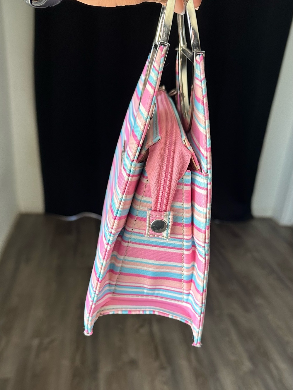 RARE Y2K Kate Spade Striped bag with Metal handles - Picture 6 of 9